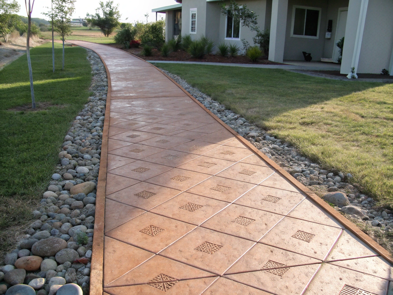 Cleaned stone pathway in a modern garden setting